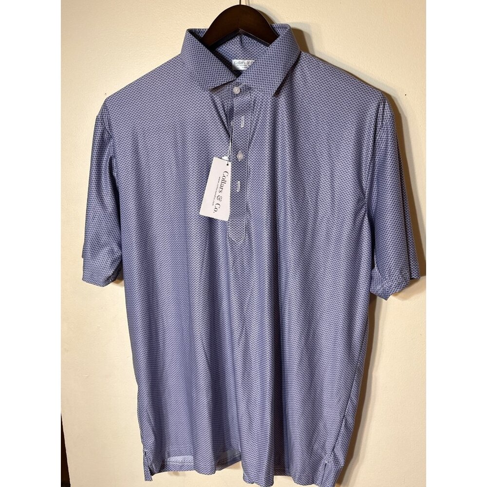 Collars & Co Polo XL Featherweight Relaxed Micro Gingham Short Sleeve Button Dre